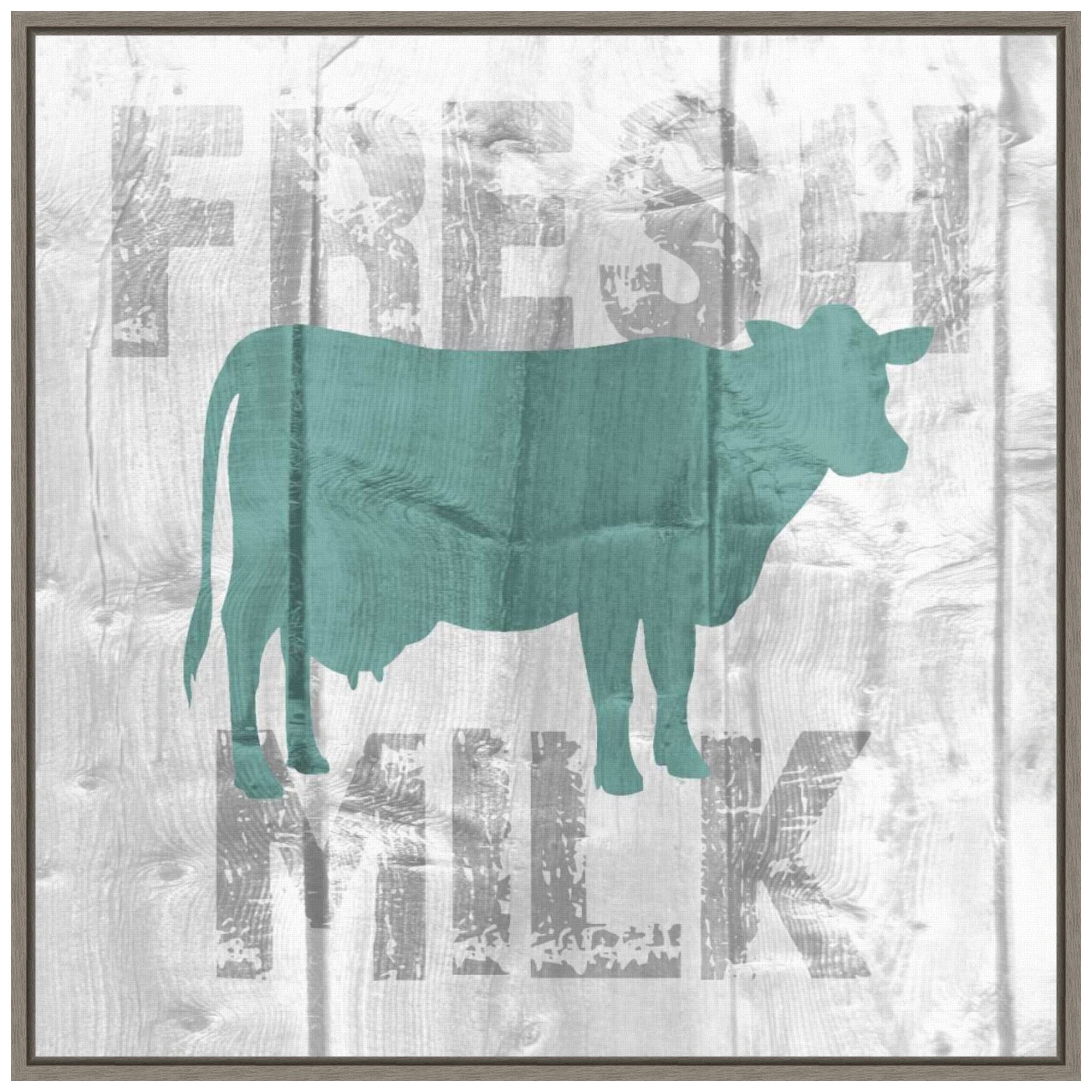 Amanti Art Framed Canvas Wall Art Print - 'Fresh Milk' by Alicia Soave, 22x22 Inches, Sylvie Greywash Frame - Modern Home Decor for Living Room, Bedroom & Office