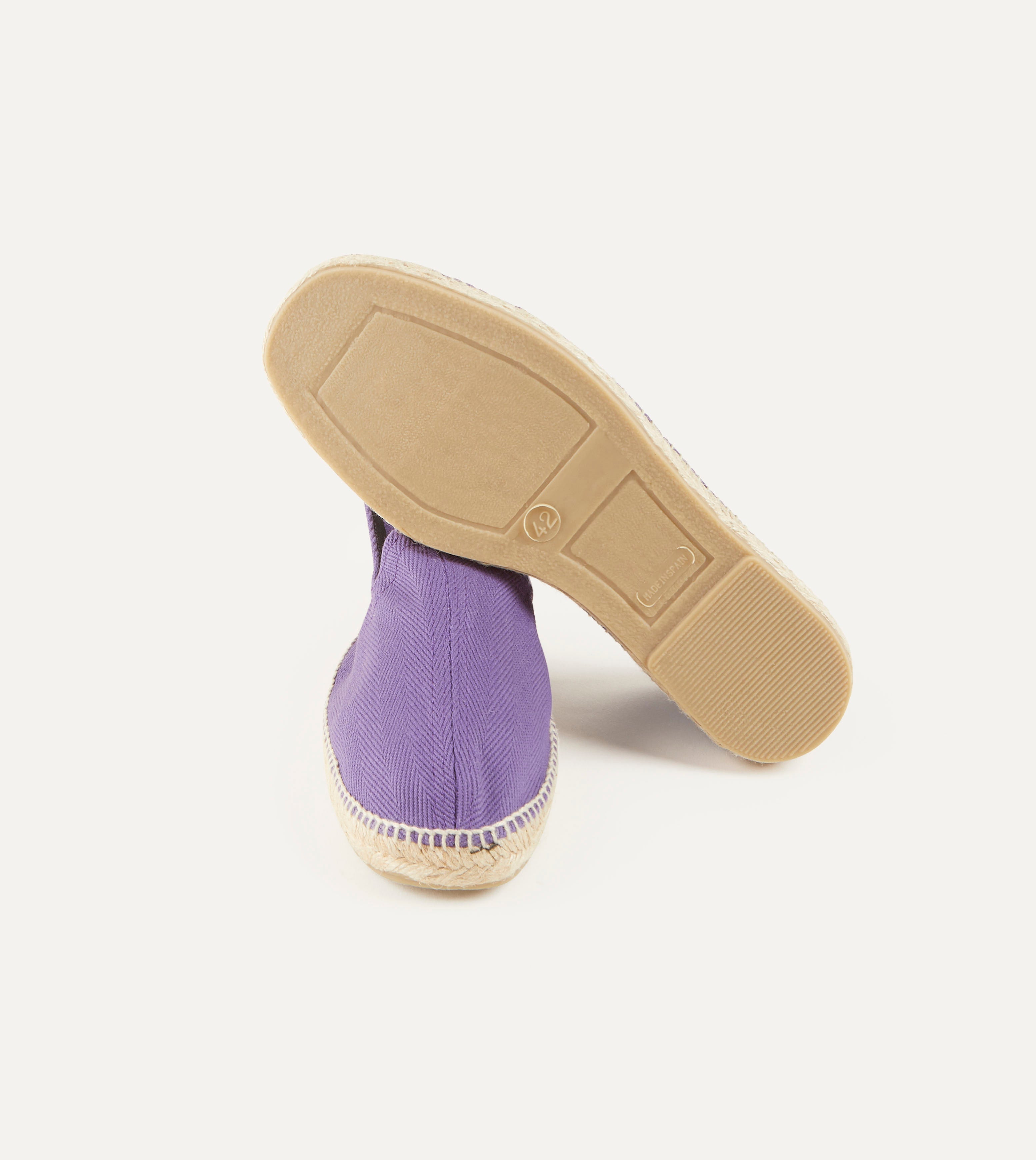 Stylish Purple Herringbone Cotton Espadrilles for Women - Comfortable Summer Slip-On Shoes for Beach, Vacation & Casual Outings