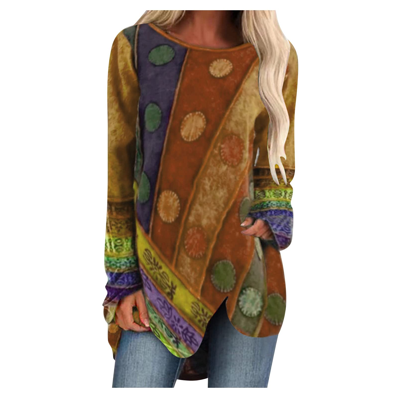 Women's Long Sleeve T-Shirts - Loose Fit Casual Crewneck Tops with Beautiful Prints | Summer Fashion for Ladies | Perfect for Daily Wear, Office, and Outings