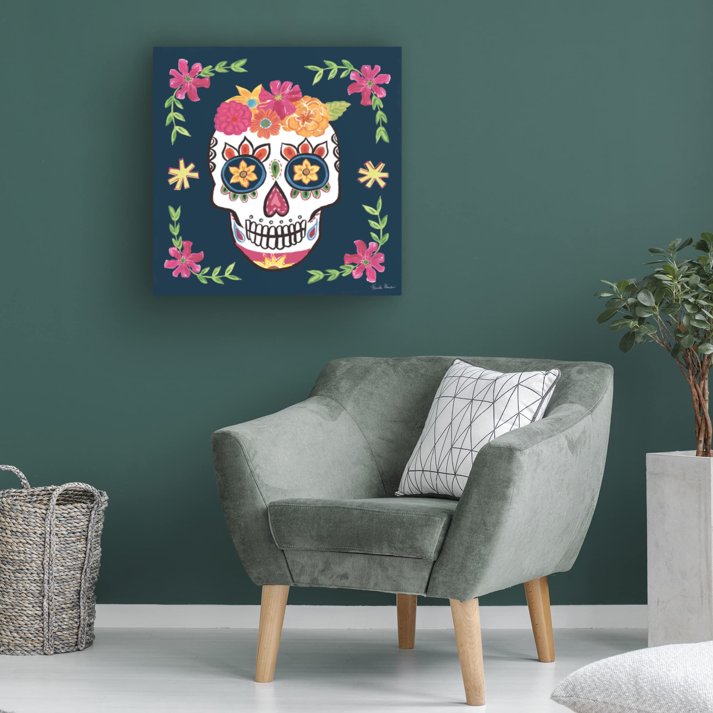 Trademark Fine Art 'Day of the Dead II' Canvas Wall Art by Farida Zaman - Vibrant Mexican Folk Art for Home Decor, Office & Gifts