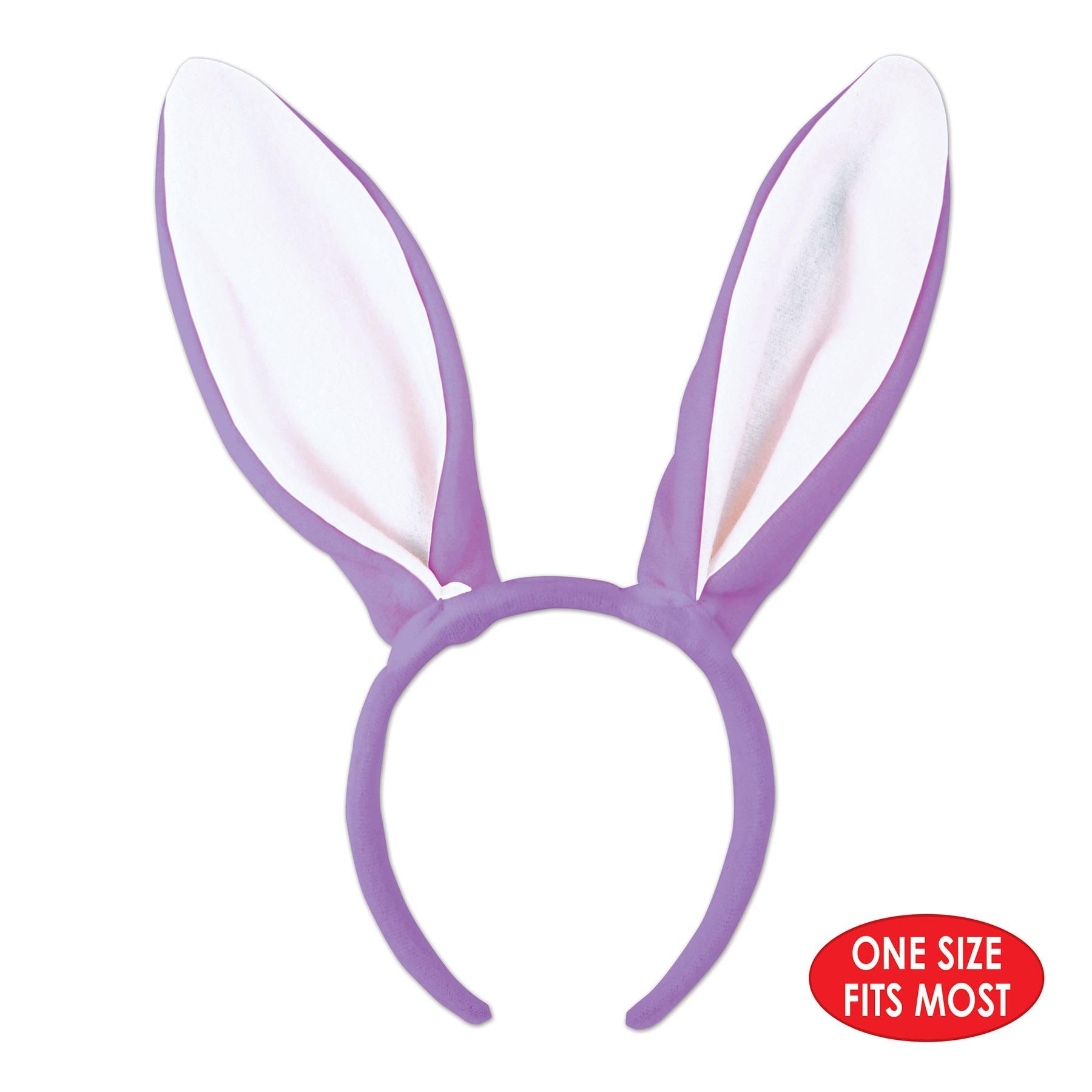 12 Pack Beistle Easter Soft Touch Bunny Ears Headbands - Lavender & White Pastel Colors for Easter Egg Hunt, Spring Party, Photo Booth Props & Costume Accessories