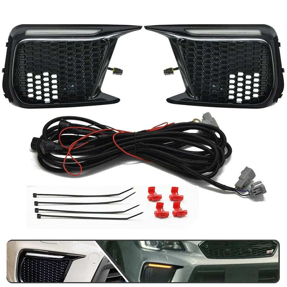 2Pcs White/Amber Switchback LED Daytime Running Lights DRL with Dynamic Sequential Turn Signals for Subaru WRX 2018-2020 - Fog Lamp Bezels Replacement for Enhanced Visibility & Style