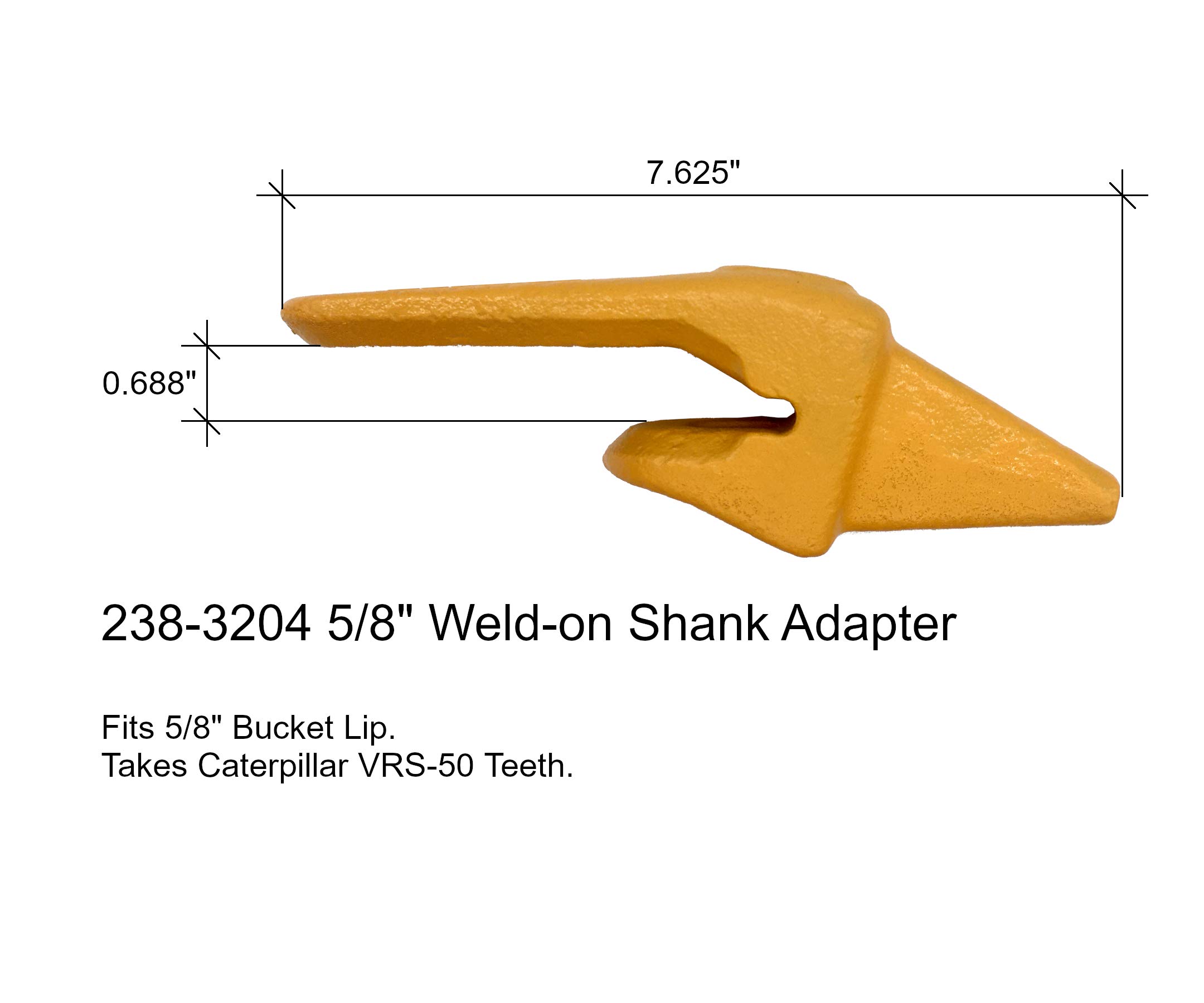 CAT VRS-50 Mini Excavator Bucket Adapter Kit - Weld-on Teeth & Pins Combo (238-3204 5/8