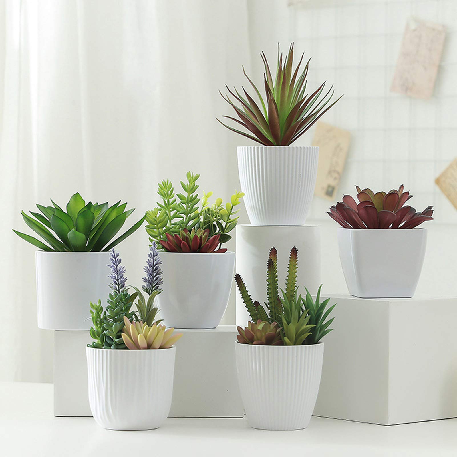 Realistic Artificial Succulent Plants - Unpotted Faux Green Succulents for Office & Home Decor | Low Maintenance Desk Plants for Modern Interior Design