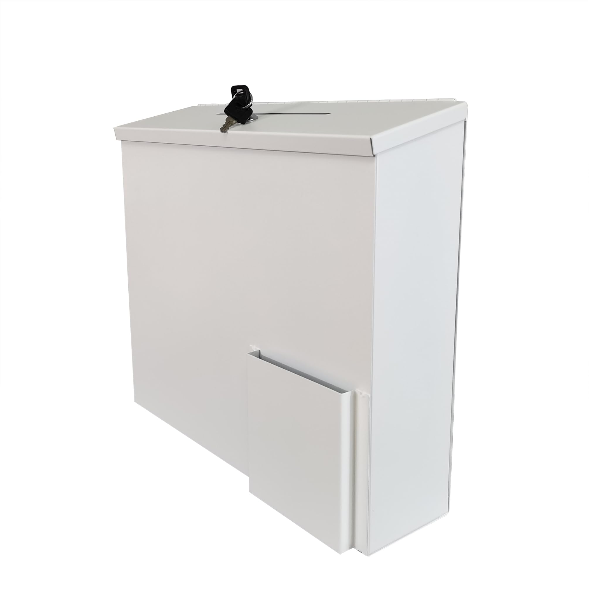 FixtureDisplays® Metal Collection Box - 15 x 4.6 x 13.5 Inch Wall Mount Donation Box for Charity, Fundraising, Tithes & Offering - Durable Suggestion Box with Secure Lock - Perfect for Churches, Schools & Offices