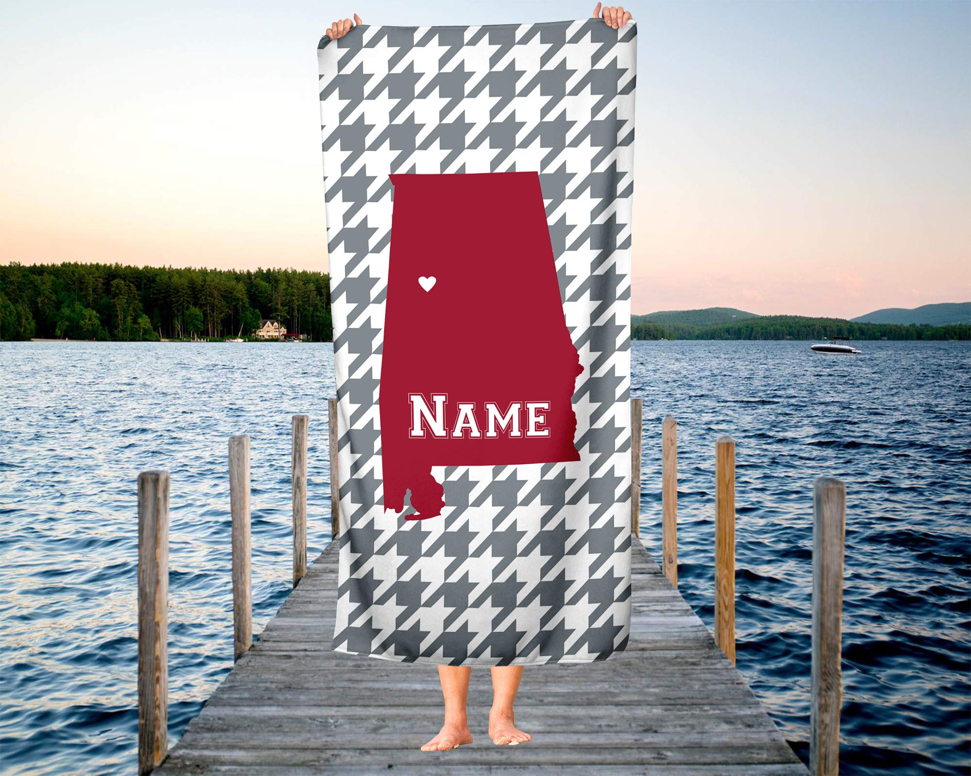 Custom Alabama State Pride Beach & Bath Towel - Personalized Medium & Large Towels for Adults & Kids - Perfect for College Football, Basketball Games, Pool Days & Beach Trips