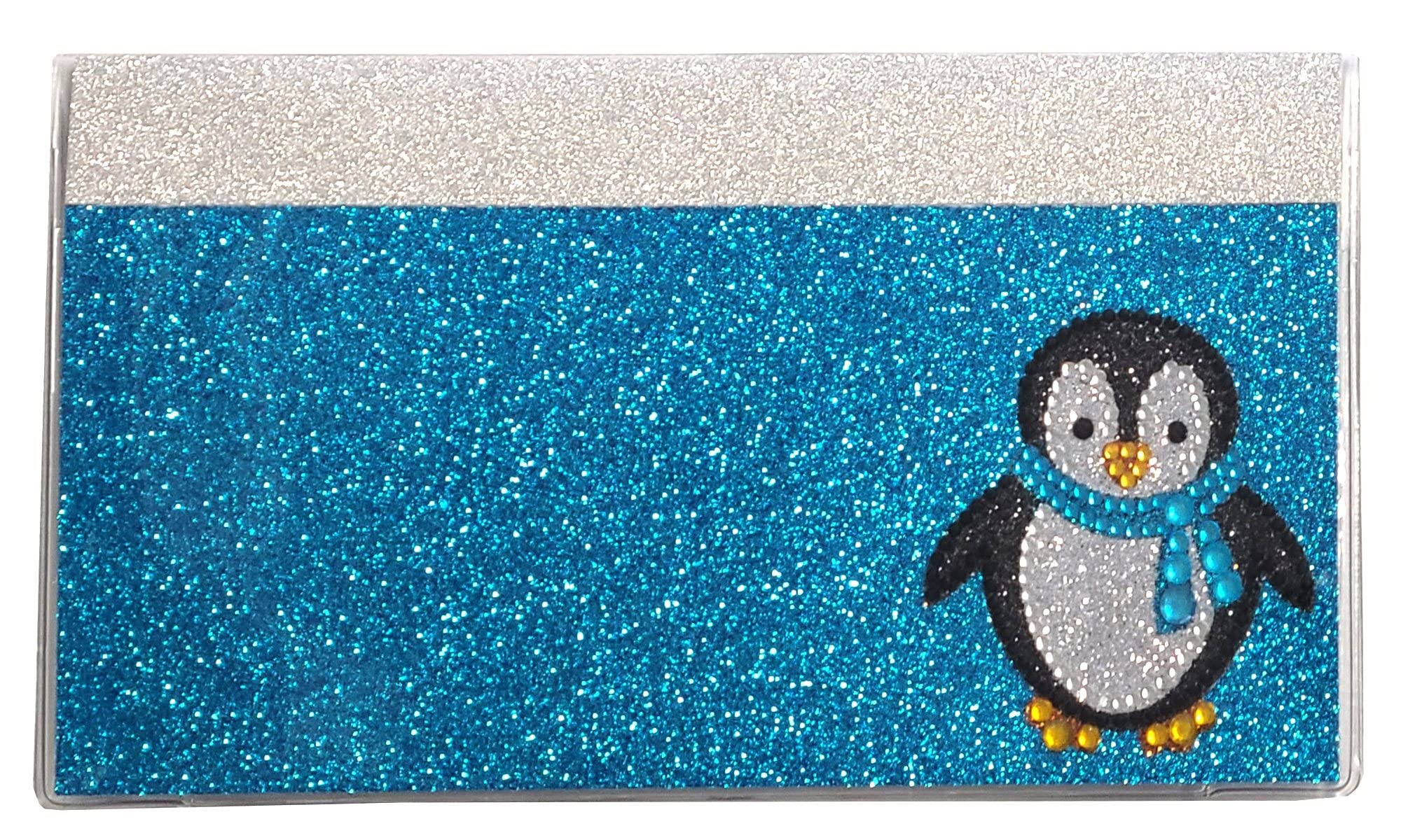 2023-2025 Glitter Bling Pocket Planner with Notepad - Cute Teal Penguin Design for School, Office & Daily Organization | Portable Mini Calendar for Women & Students