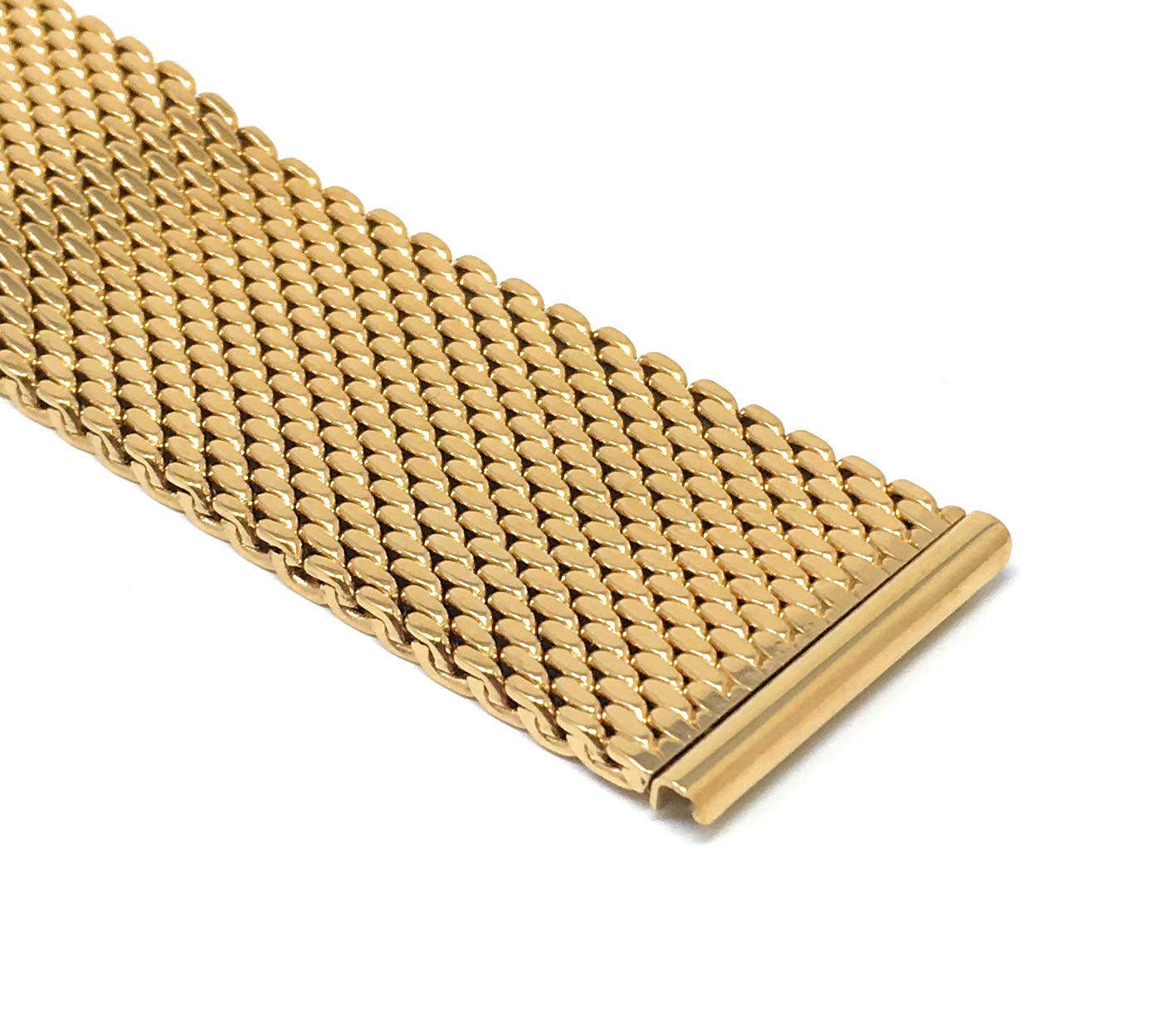 Stainless Steel Mesh Watch Band for Men & Women - 18mm Gold Tone Fold Over Clasp, Adjustable Length Metal Watch Strap | Perfect for Dress Watches, Business Attire & Everyday Wear