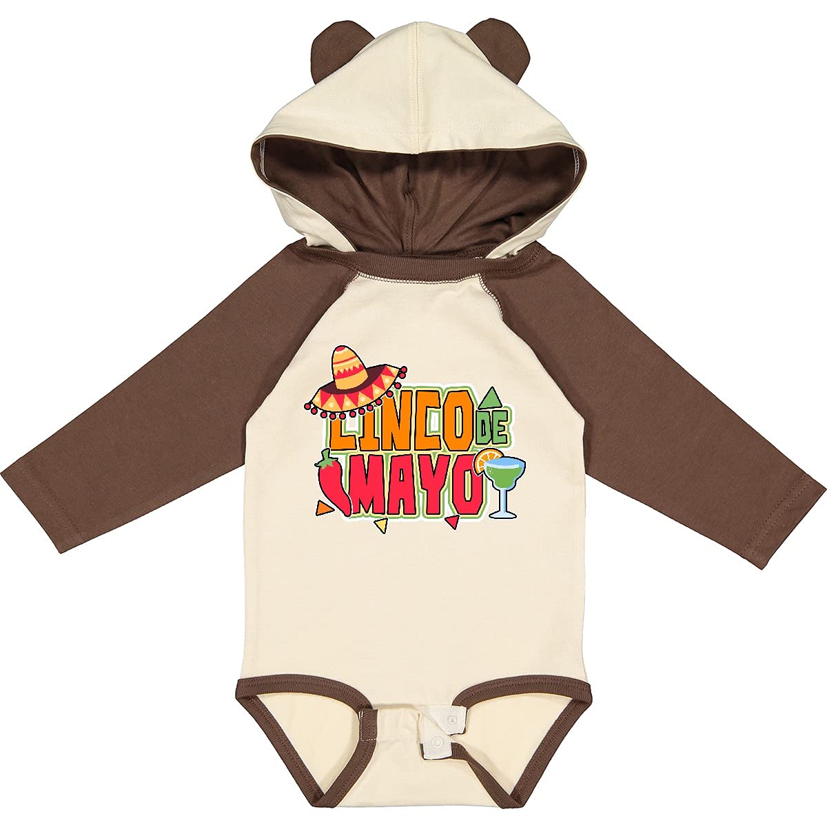 Inktastic Cinco De Mayo Sombrero Red Pepper & Drink Long Sleeve Baby Bodysuit - Festive Mexican Holiday Outfit for Infants & Toddlers - Perfect for Cinco de Mayo Parties, Hispanic Heritage Month & Family Photos