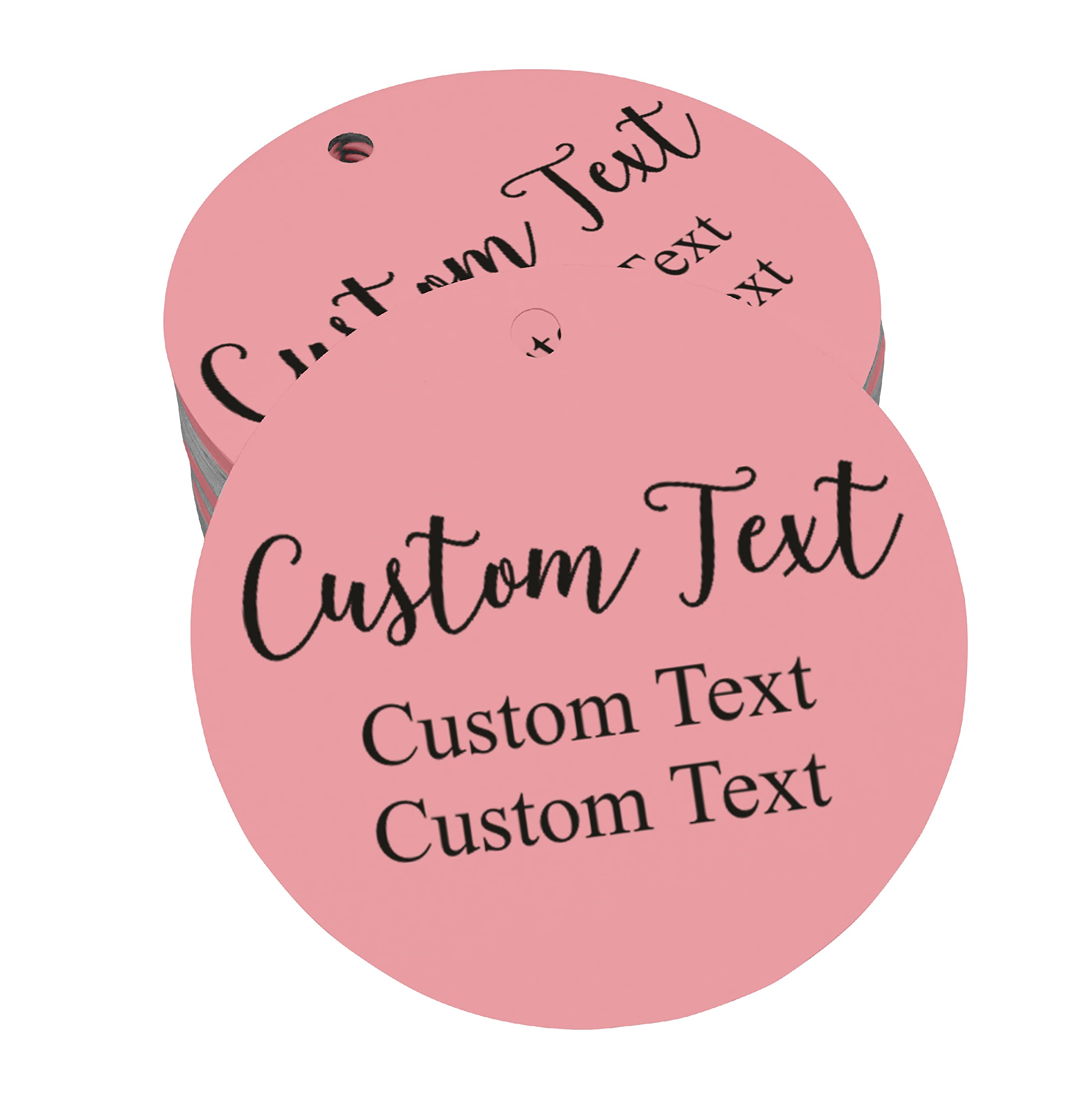100 PCS Custom Printed Round Hang Tags - Personalized Wedding Favor Gift Tags with Any Text - Perfect for Bridal Shower, Baby Shower & Party Favors