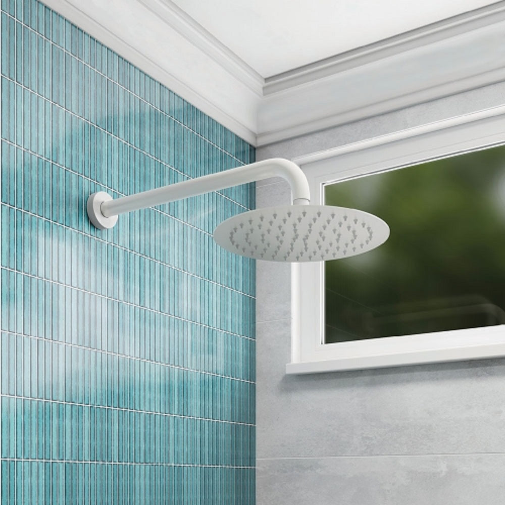 Fienza 422118MW Kaya Round Shower Arm in Matte White - Durable Bathroom Fixture for Modern & Traditional Showers