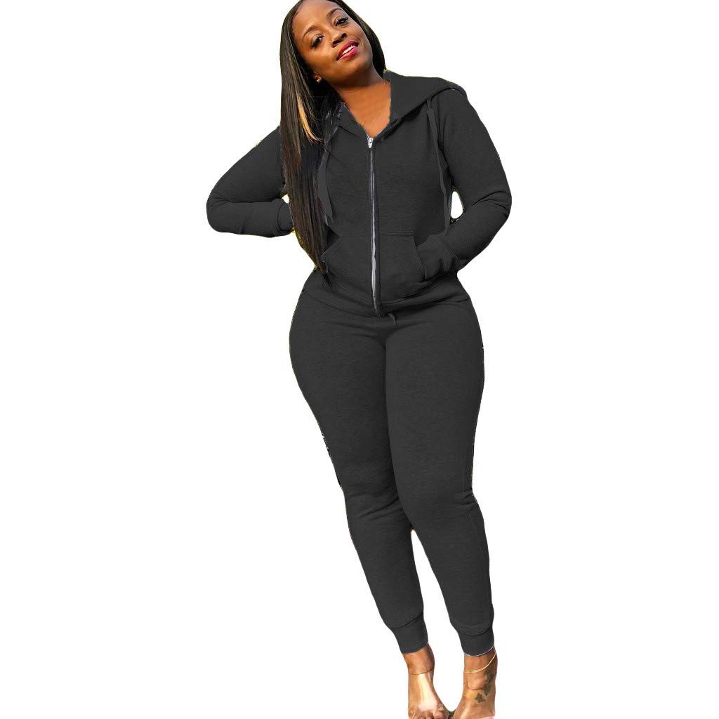Women's 2-Piece Athletic Tracksuit Set - Long Sleeve Hoodie & Pants with Zipper | Sportswear, Workout, Lounge & Casual Wear
