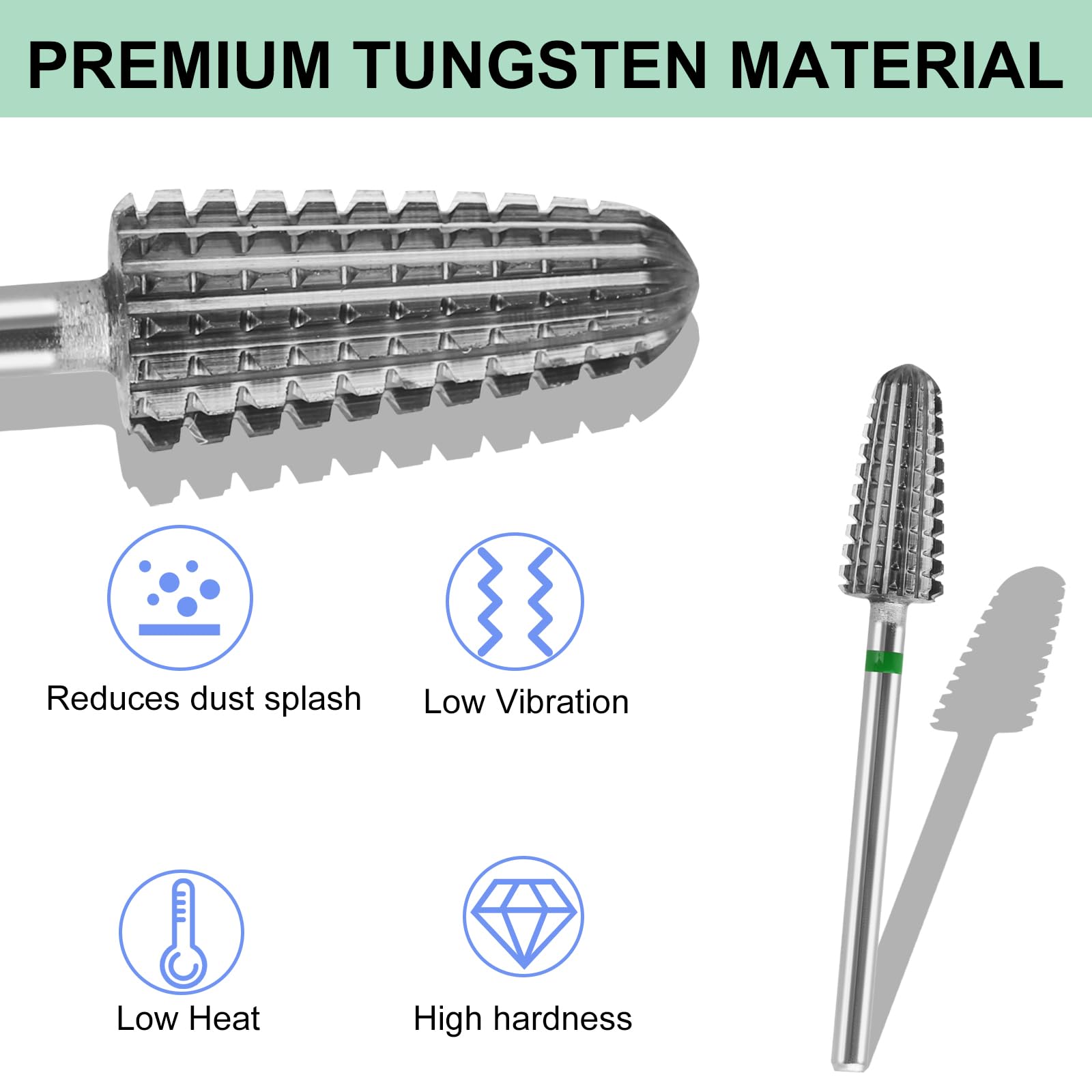 5-in-1 Tungsten Carbide Nail Drill Bits for Acrylic Gel Nails - Coarse 3/32
