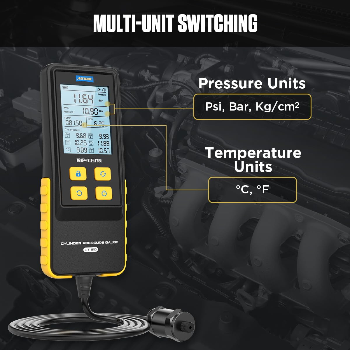 **Digital Engine Compression Tester Kit 0-426.6 PSI - Petrol & Automotive Cylinder Pressure Gauge - Accurate Diagnostic Tool for Car, Motorcycle & Small Engine Repair**    *(Perfect for Mechanics, DIY Enthusiasts & Auto Shops – Diagnose Engine Issues, Check Cylinder Health & Optimize Performance!)*