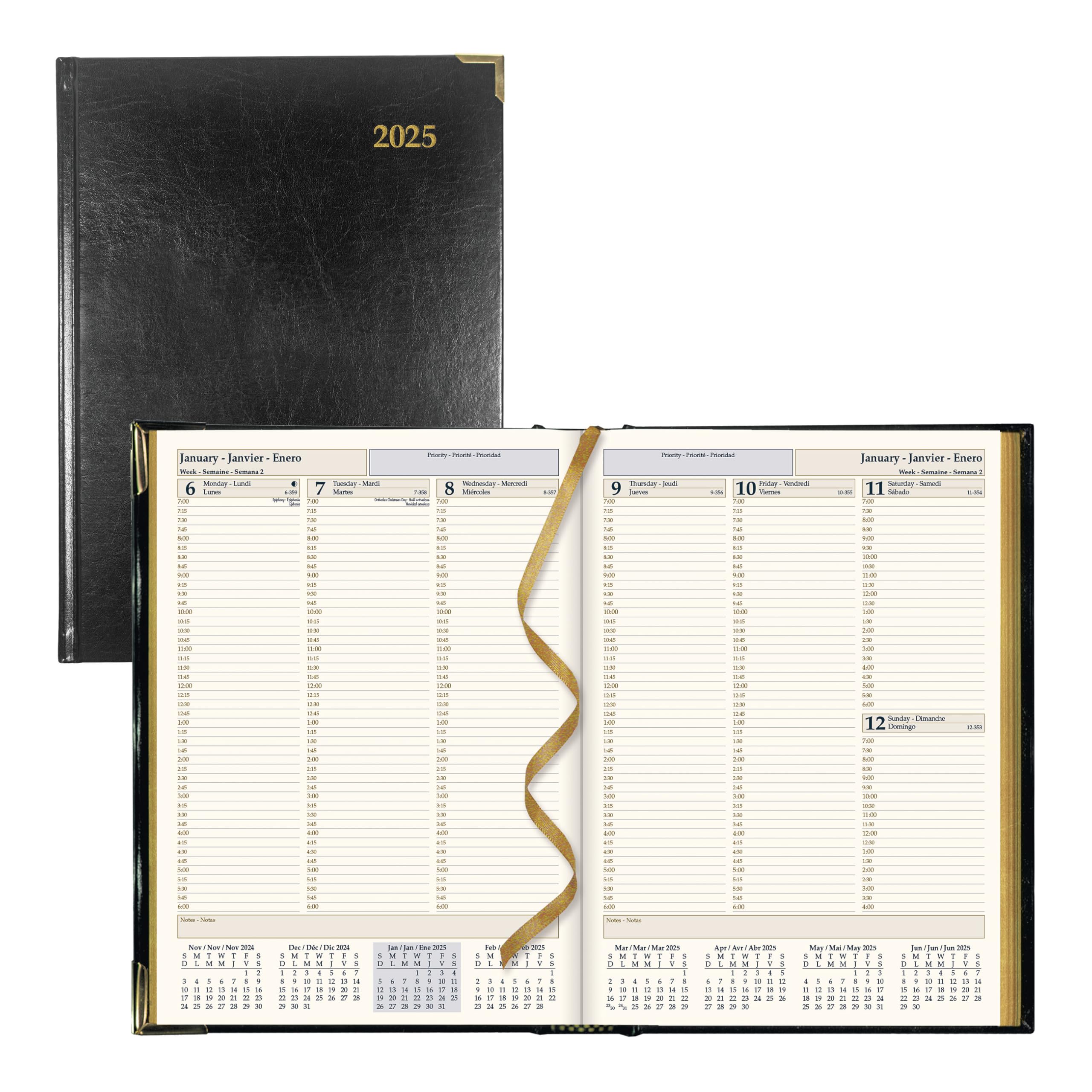Brownline® 2025 Executive Weekly Planner - 12 Month Appointment Calendar (January-December) with Sewn Binding - 10.75