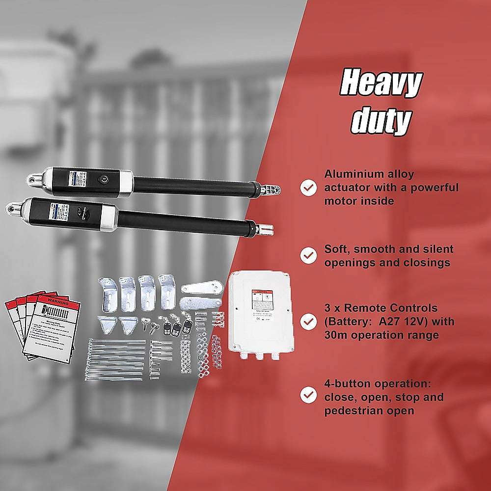 1200KG 10W Solar Powered Double Swing Automatic Gate Opener with Remote Control - Perfect for Driveway, Farm, and Commercial Property Security