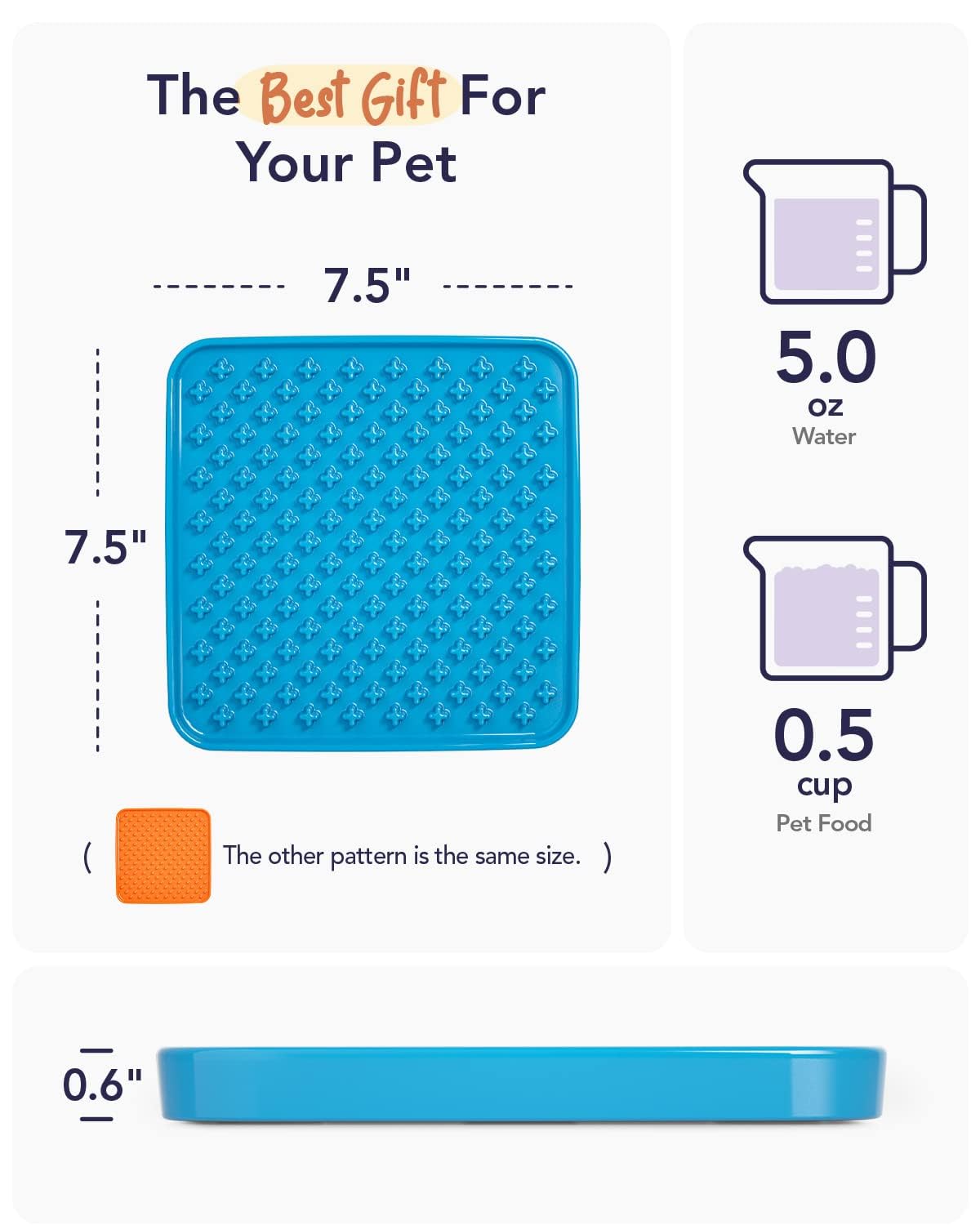 LE TAUCI Slow Feeder Dog Bowl - 7.5 Inch Non-Slip Lick Mat for Medium & Large Dogs - Anxiety Relief Puzzle Feeder for Peanut Butter & Treats - Pet Enrichment Toys Set of 2 (Blue & Orange) - Perfect for Mealtime Fun & Mental Stimulation