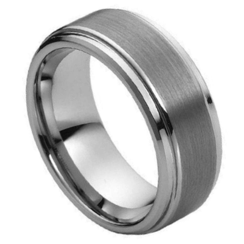Personalized Tungsten Wedding Rings for Couples - Laser Engraved, 8mm Brushed & Polished - Perfect for Anniversaries & Engagements
