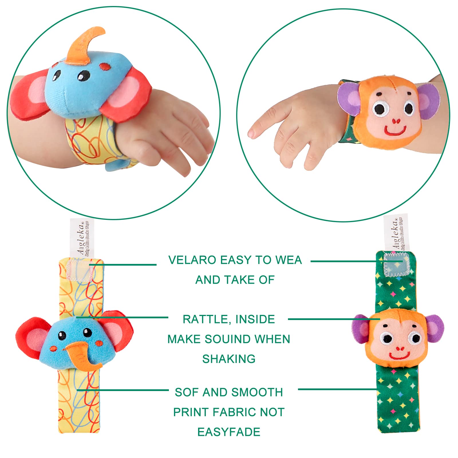 Rattle Socks Baby Toys for 0-6 Months - Soft Infant Developmental Toy with Animal Rattles for Newborn Boys & Girls - Perfect Baby Shower Gift & Easter Basket Stuffer (4-Pack) - Stimulate Senses & Encourage Early Learning During Tummy Time & Playtime