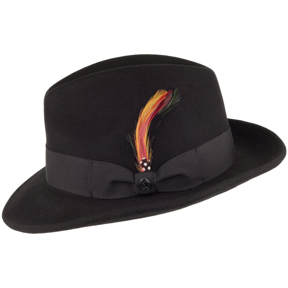 Jaxon Pinch Crown Crushable Wool Felt Fedora Hat for Men - Stylish & Durable Outdoor Sun Protection - Perfect for Hiking, Travel, and Casual Wear