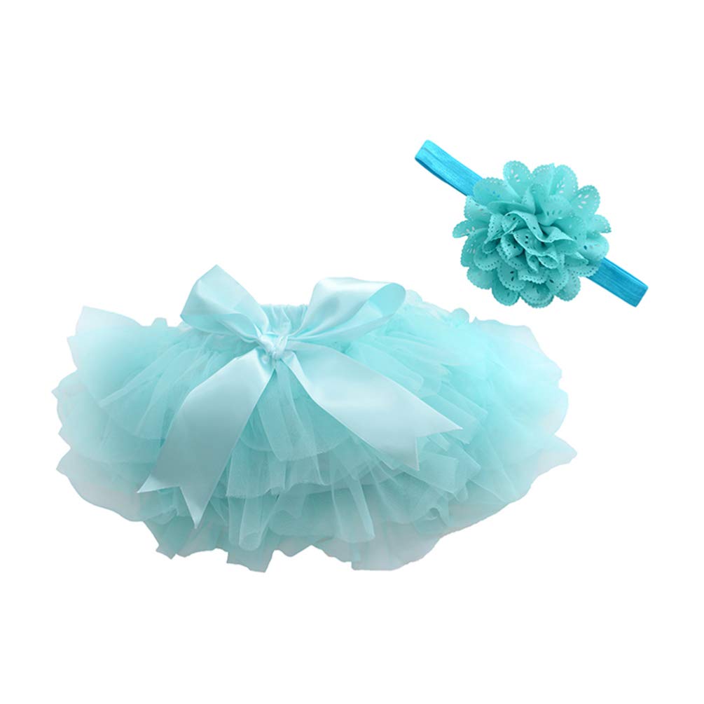 1PC Baby Girls Bow-Knot Tulle Ruffle Bloomers Shorts - Diaper Cover Underwear for Toddlers & Infants - Soft Cotton Bloomer Skirt with Ruffles - Perfect for Photoshoots, Parties & Everyday Wear (Blue)