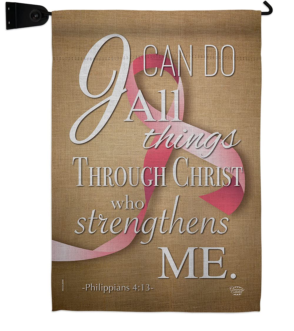Pink Ribbon Garden Flag Set - Double-Sided 13x18.5 Inch Inspirational Christian Yard Decor for Breast Cancer Awareness, Autism Support & BLM - Perfect for Mailbox Hanger, Front Porch, House Decoration & Gift