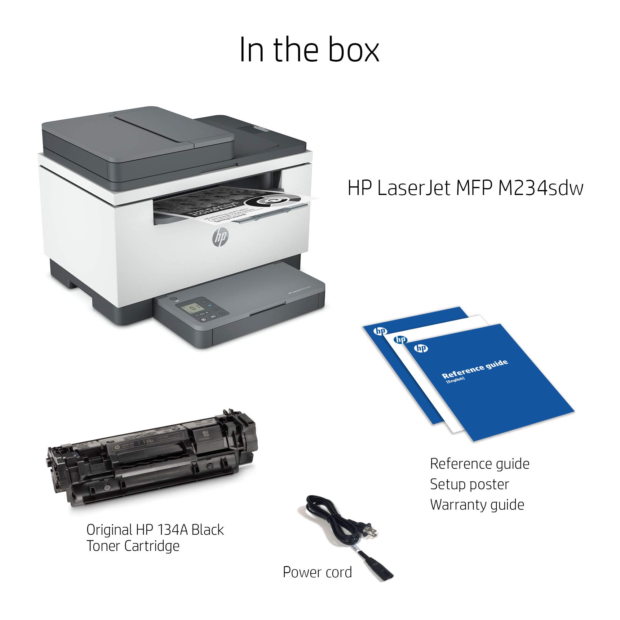 HP Laserjet MFP M234sdw Wireless Monochrome All-in-One Printer | Built-in Ethernet & Fast Duplex Printing | Instant Ink Ready | Ideal for Home Office & Small Business (Renewed) (6GX01F)