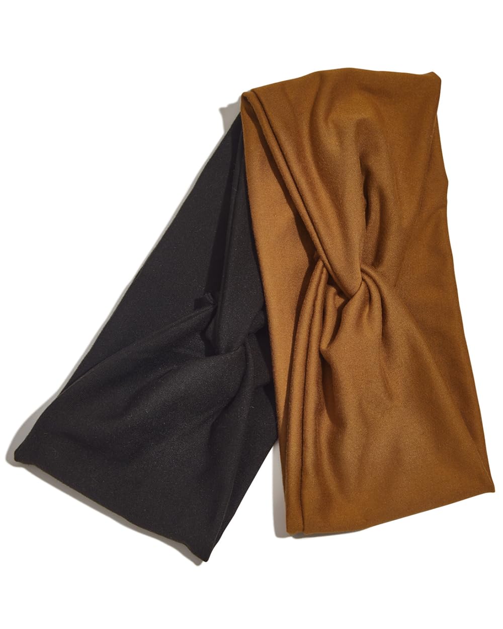 Kitsch Wide Headbands for Women - Stretchy Sports Headbands for Workout, Yoga, Gym, Running & Exercise | Non-Slip Hair Accessories for Women (Black & Camel, 2-Pack) | Perfect for Active Lifestyles & Everyday Wear
