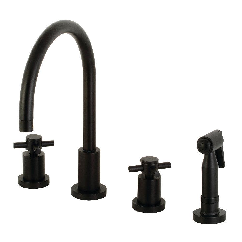Kingston Brass Concord 8-Inch Widespread Kitchen Faucet with Brass Sprayer - Modern Pull-Down Sink Faucet for Farmhouse & Contemporary Kitchens (KS872) - Perfect for Cooking, Washing Dishes & Food Prep