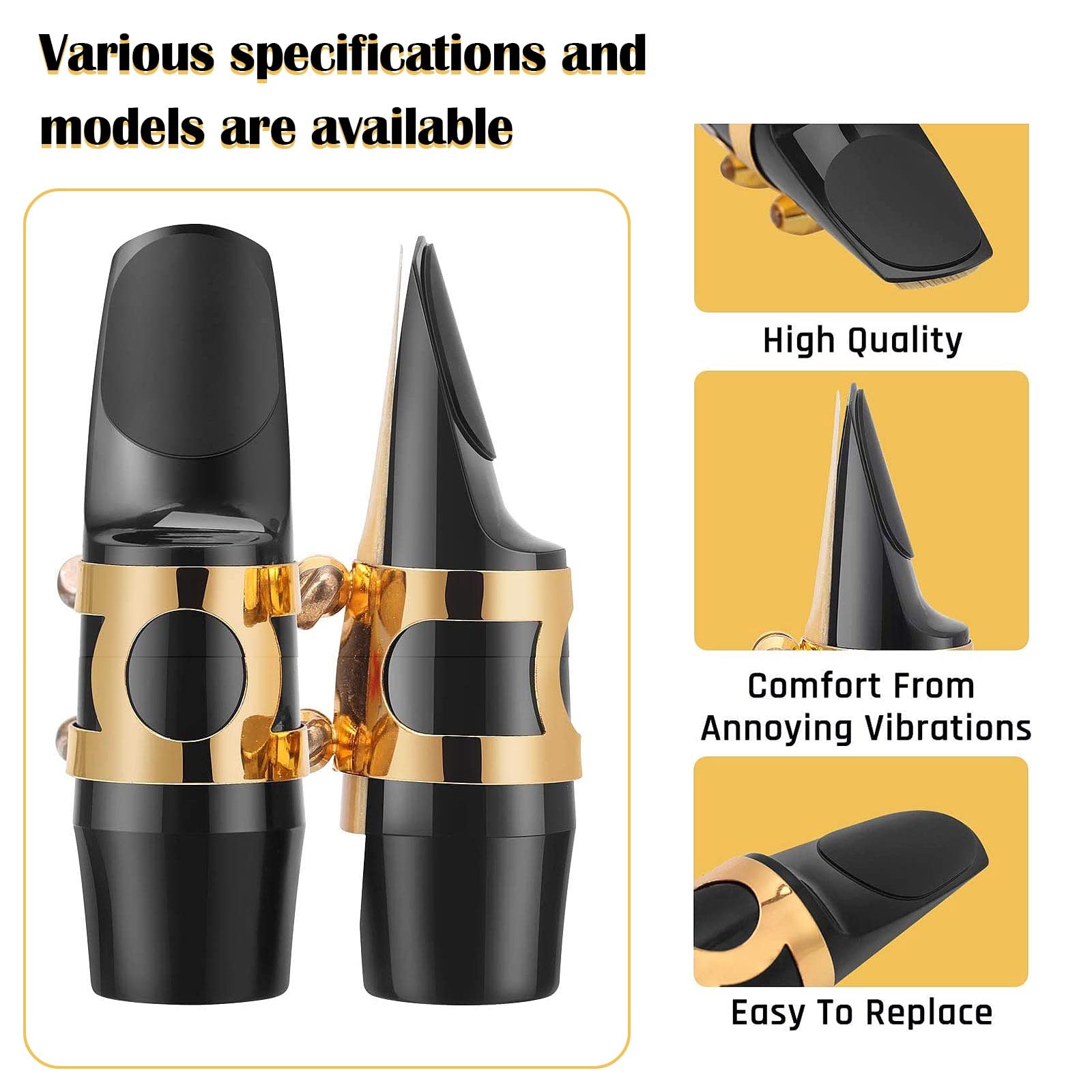 Premium Saxophone Mouthpiece Cushions - 0.5mm Thin Black Teeth Guards for Alto & Tenor Sax (10-Pack) - Comfortable Bite Pads for Sax Players, Clarinetists - Perfect for Practice, Performances & Long Sessions