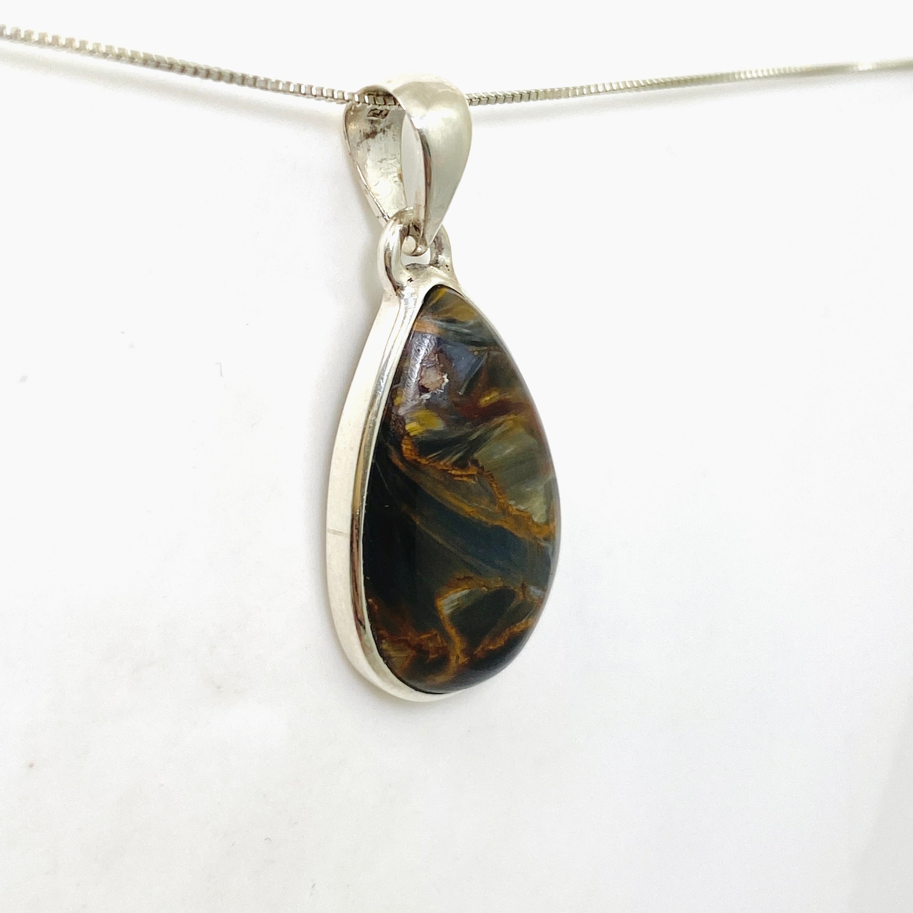 Natural Pietersite Teardrop Cabochon Pendant - Unique Gemstone Jewelry for Women | Handmade Silver Pendant Necklace | Perfect for Boho Fashion, Spiritual Healing & Gift Giving