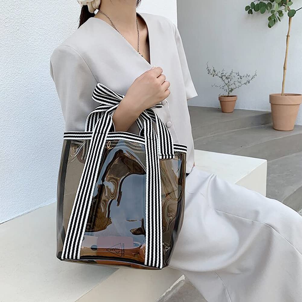Clear Travel Bags for Women - Waterproof Tote Purse for Work, Beach, Gym & Stadium - TSA Approved Carry-On Bag - Perfect for Airport Security, Shopping & Daily Commute