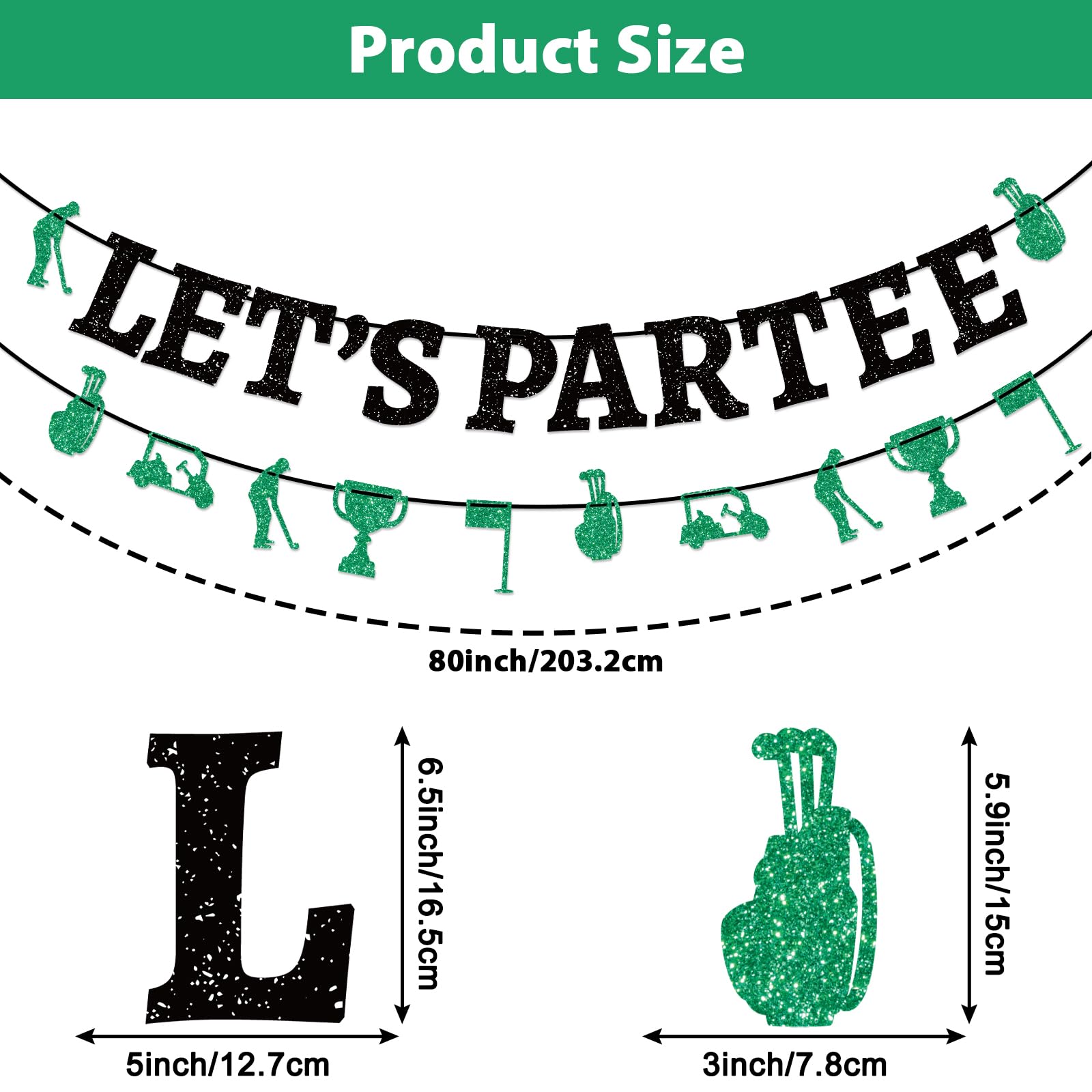 Golf Birthday Banner - Let's Partee Golf Themed Party Decorations for Adults, Kids & Baby Showers - Hanging Swirl Decor for Golf Themed Birthday Parties, Celebrations & Events