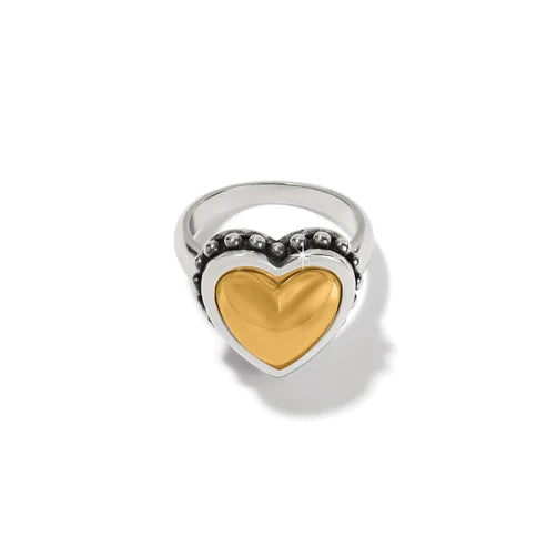 Brighton Pretty Tough Bold Heart Ring - Gold & Silver Tone Jewelry for Women - Perfect for Valentine's Day, Anniversary & Everyday Wear