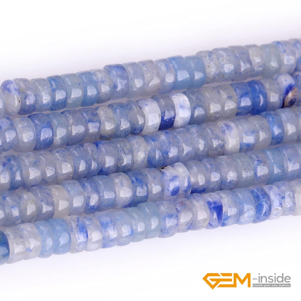 Blue Aventurine Jade Gemstone Beads 2X4mm Rondelle - 155Pcs Smooth Healing Crystal Beads for Jewelry Making, DIY Bracelets & Necklaces - 15