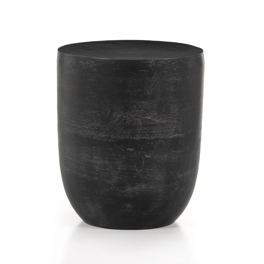 Aged Grey Basil Outdoor Drink Table - Patio Side Table for Coffee, Cocktails & Garden Relaxation