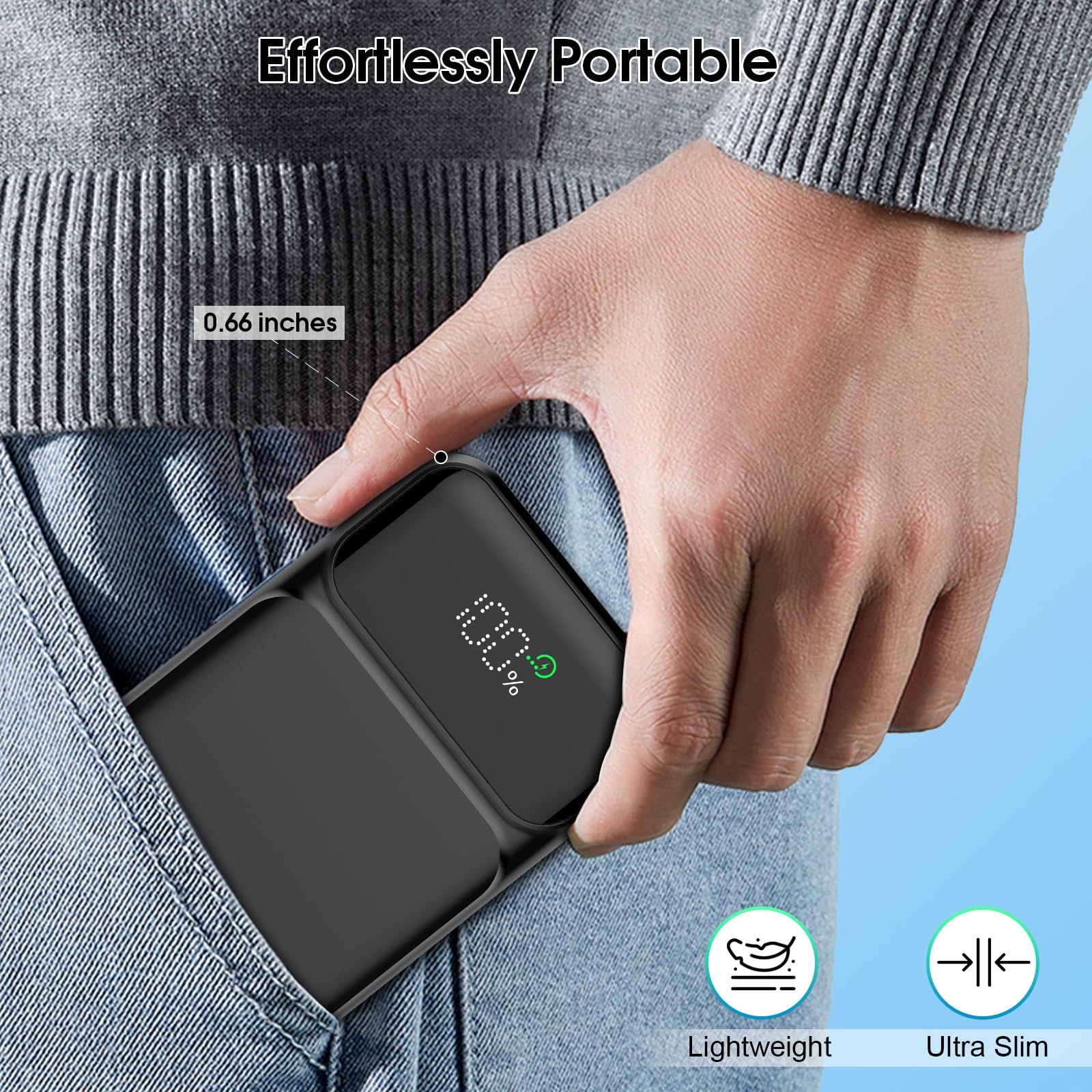 10000mAh Portable Charger with 22.5W Fast Charging & LED Display - PD3.0 QC4.0 PD20W Power Bank, USB-C Input/Output, Ultra Slim External Battery for iPhone 15/14/13, Samsung Galaxy S23/S22, iPad, AirPods - Perfect for Travel, Camping, and Emergency Power Backup (2025 Model, Black)