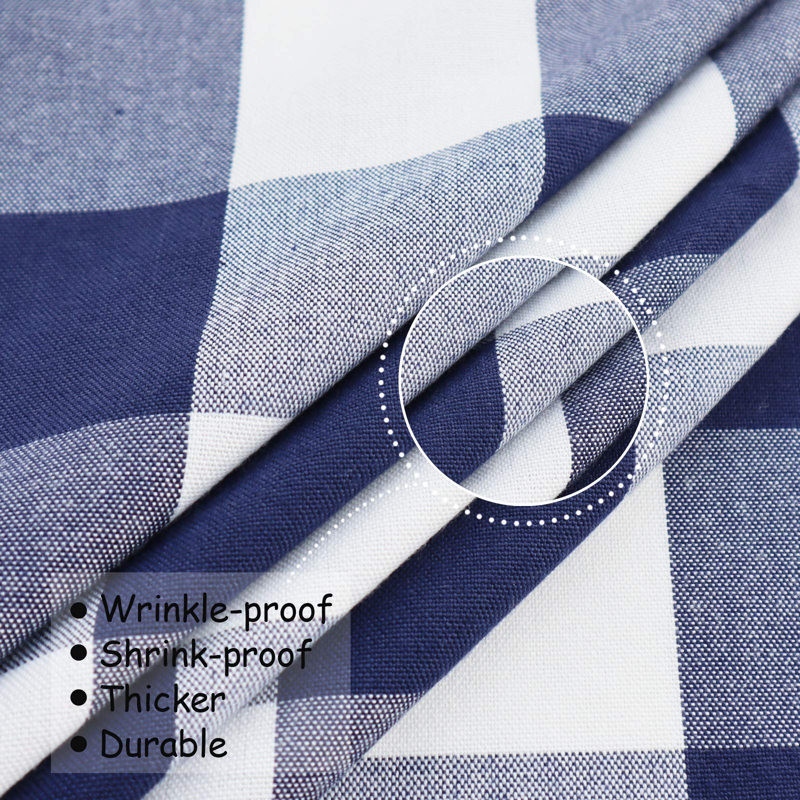 Premium Cotton Linen Round Checkered Tablecloth - Stain Resistant, Wrinkle Free & Anti-Fading - 55