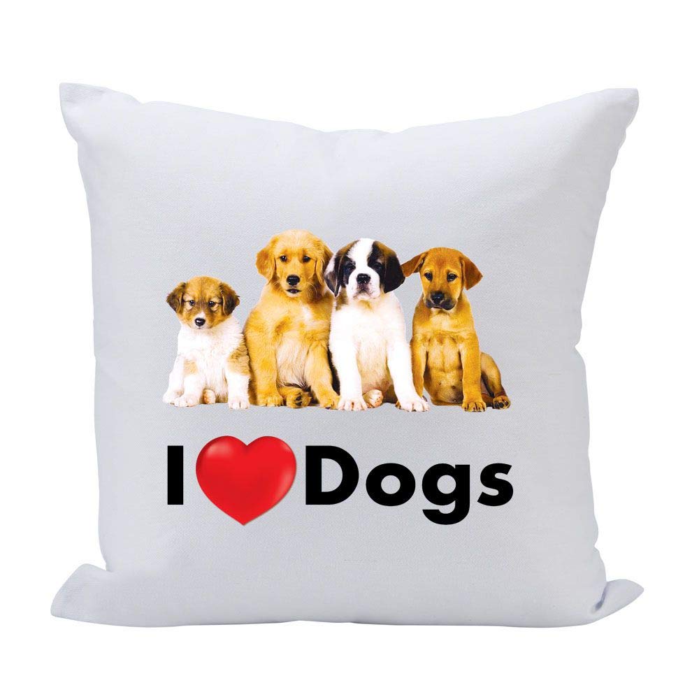 16 Inch White Dog Lovers Throw Pillow with Cute Puppy Design - Funny Decorative Sofa Cushion for Living Room, Bedroom & Pet Lover Gifts