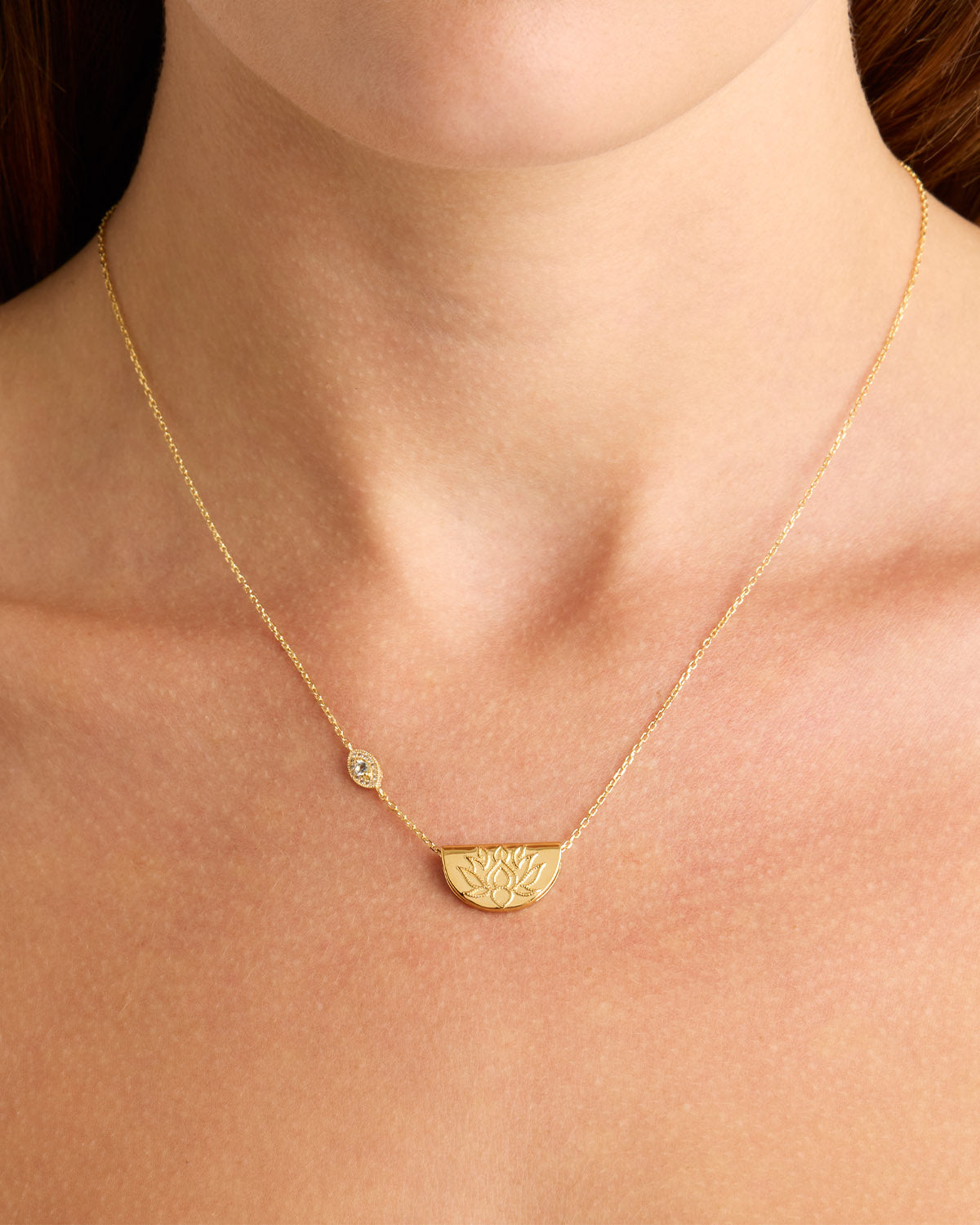 18K Gold Vermeil Eye of Peace Lotus Pendant Necklace - Elegant Spiritual Jewelry for Meditation, Yoga & Gift Giving