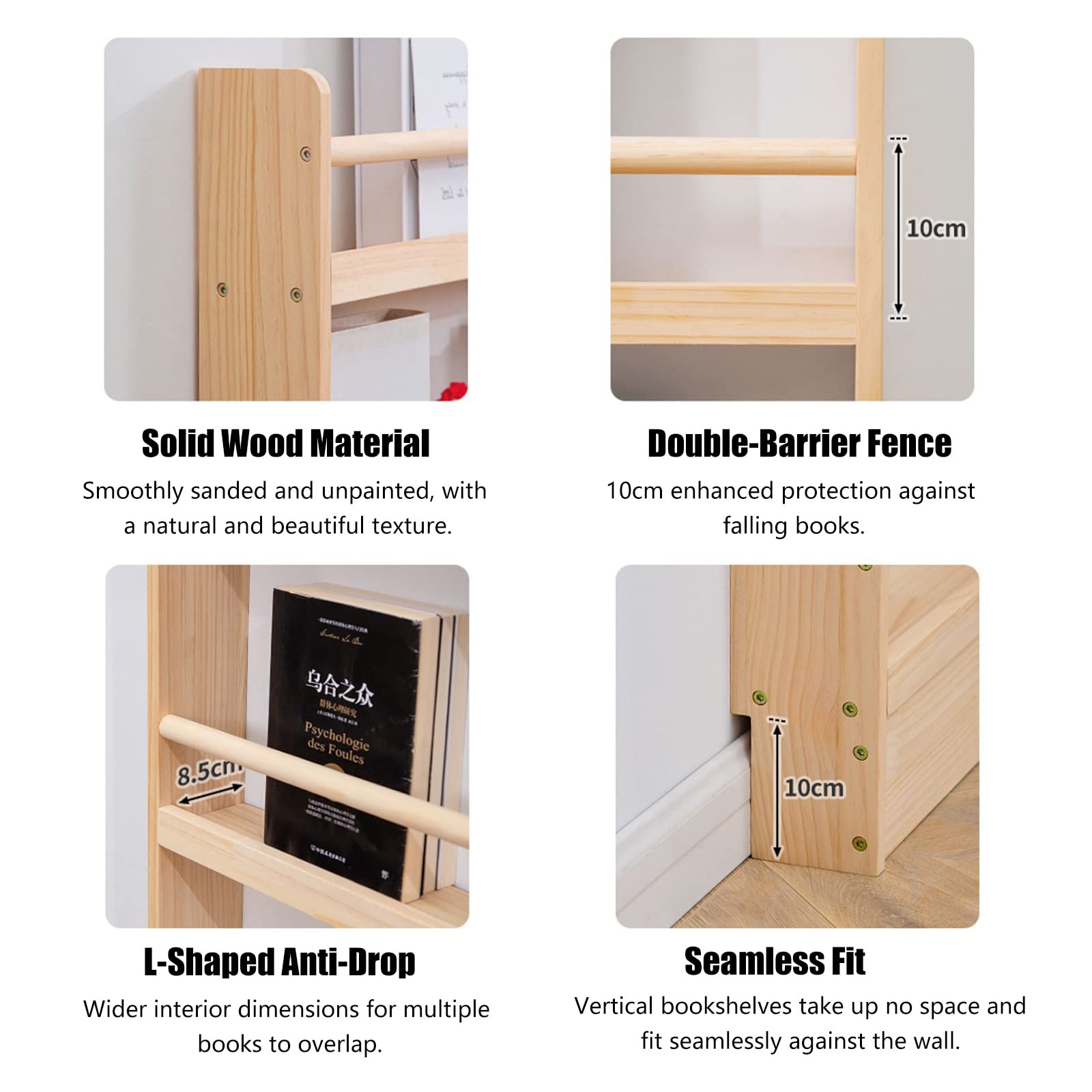 Wooden Floor Standing Magazine Rack - Space Saving Brochure Holder for Home & Office - Organize Books, Newspapers, Tablets in Corners (80x144.5cm/31.5x56.9in) - Perfect for Living Rooms, Waiting Areas & Reception Spaces