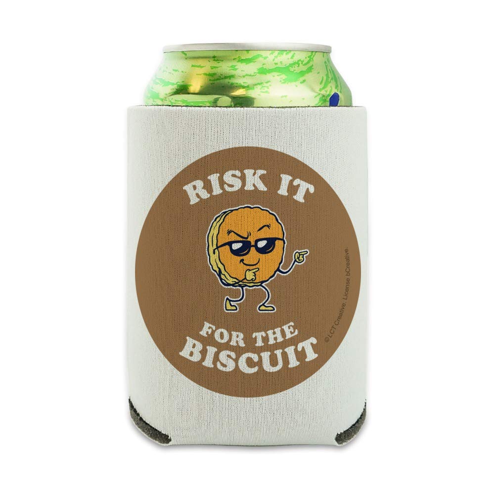 Risk It for the Biscuit Funny Humor Can Cooler - Insulated Collapsible Drink Sleeve for Beer & Soda - Perfect for Parties, BBQs & Outdoor Adventures