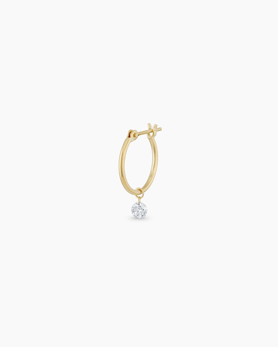 Floating Diamond Single Huggie Earrings - Dainty & Elegant Gold Hoop Earrings for Women - Perfect for Everyday Wear, Date Night & Special Occasions