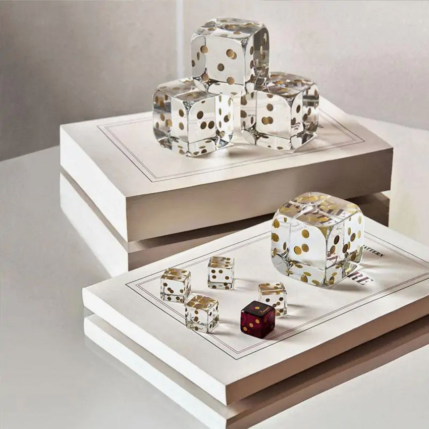 Luxury Baccarat Crystal Dice Set - Premium 5-Piece Game Dice for Casino, Poker, and Board Games | Elegant Home Decor & Gift Idea
