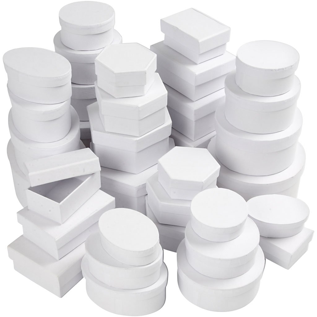 168-Piece Creative White Cardboard Box Assortment - Bulk Pack of Assorted Shapes & Sizes for Gift Wrapping, Storage & DIY Crafts