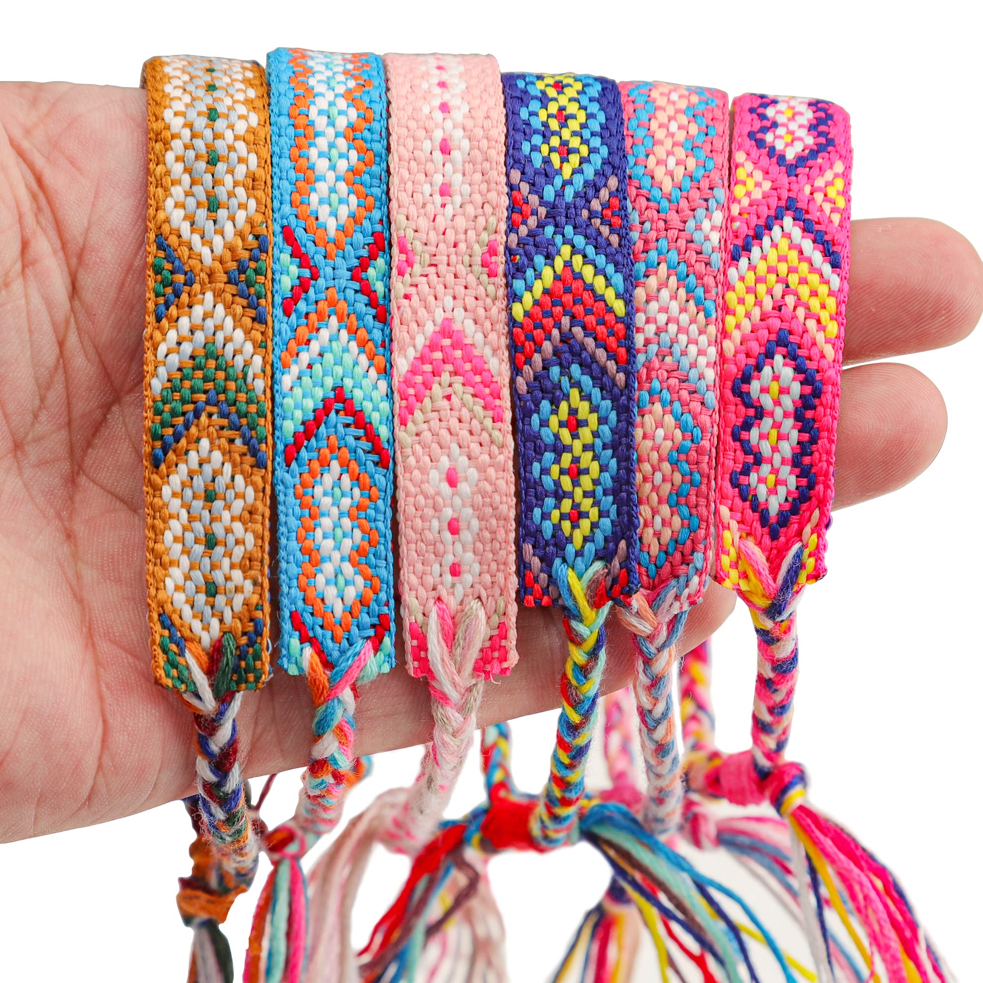 Andblue 12 Pcs Handmade Nepal Woven Friendship Bracelets - Adjustable Braided String Bracelets for Women & Girls - Bulk Pack for Gifts, Parties, Festivals & Everyday Wear