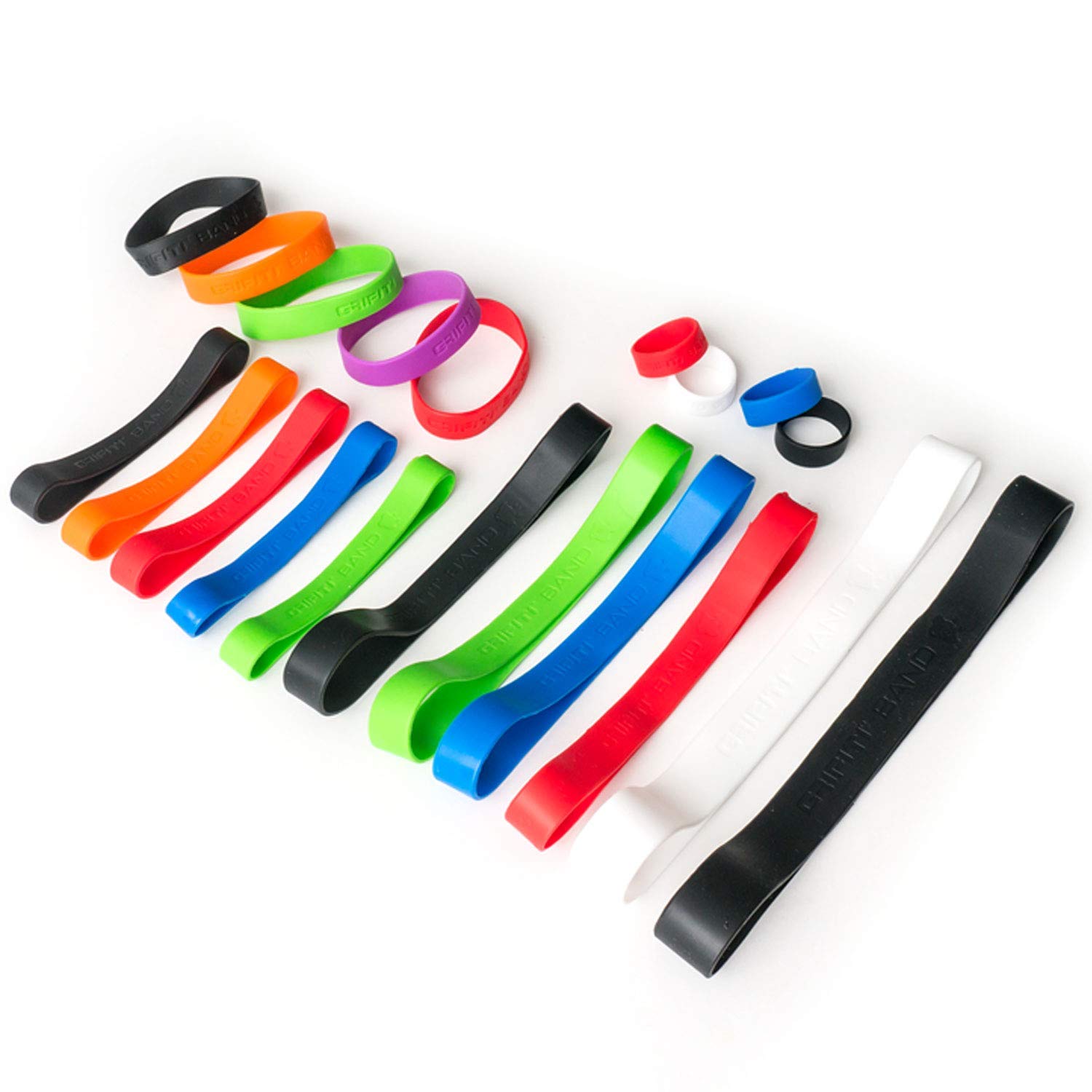 GRIFITI Band Joes 2, 4, 6, 9, 12 Inch Assorted Rubber Bands - 20 Pack Heavy Duty Elastic Silicone Bands for Office, Crafts, Cooking, Exercise & Gift Wrapping - Colorful Multi-Size Rubberbands for Books, Game Boards & Cameras