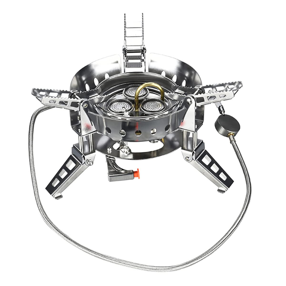 6800W Saturey Windproof Camping Gas Stove with Fuel Canister Adapter - Portable Backpacking Stove for Outdoor Adventures, Hiking, Picnics & Mountaineering | Perfect for Emergency Preparedness & Wilderness Cooking