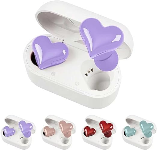 Wireless Bluetooth Heart-Shaped Earbuds with Charging Case, Stereo Sound Quality - Perfect for Workouts, Sports & Travel (Red) - GGRR-4052 | Ideal Gift for Women & Men, Great for Gym, Running, Commuting and Daily Use