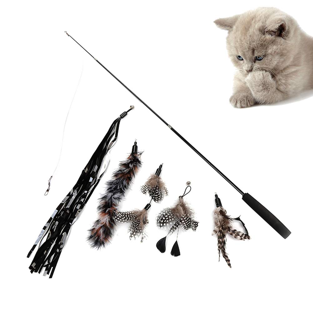 Baluue 6Pcs Interactive Cat Toys Set - Kitten Teaser Wand, Chaser & Pet Wand Toy for Indoor Play, Exercise & Bonding with Your Cat